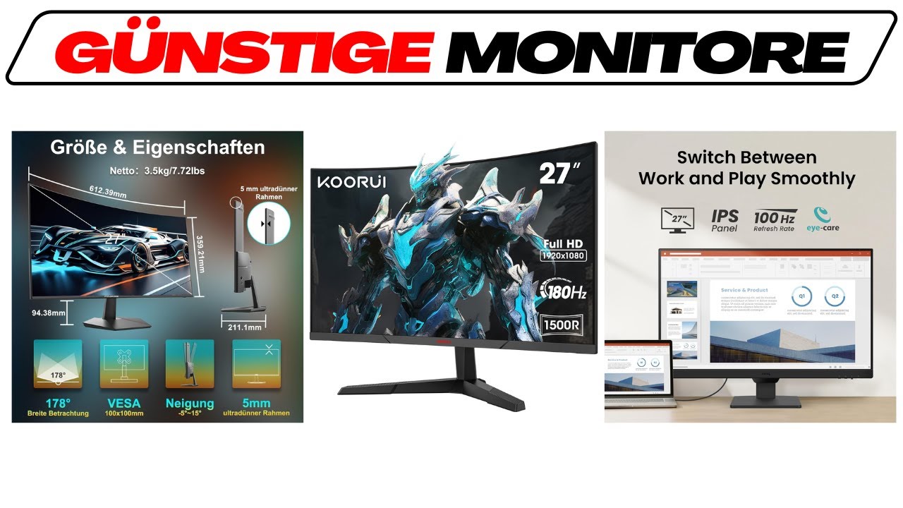 Günstige Monitore im Test Vergleich 2026 (TOP 3) 🥇 TFT Bildschirm Testsieger (gut & günstig)