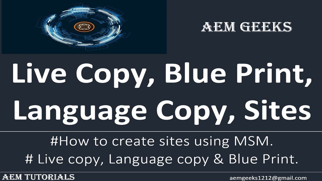 Tut #7 |  Live copy, Language copy, Blueprint and Sites in aem