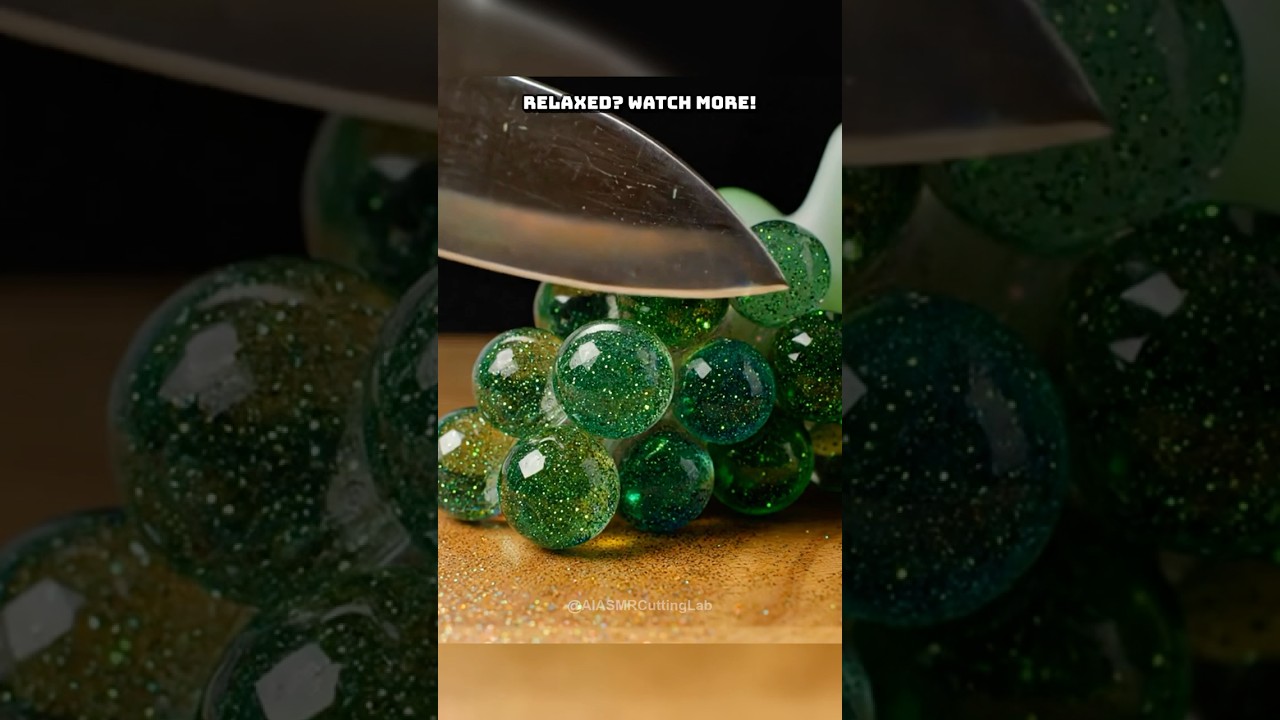 ASMR Sparkling Glass Grapes 🍇 Cutting & Relaxing Sounds