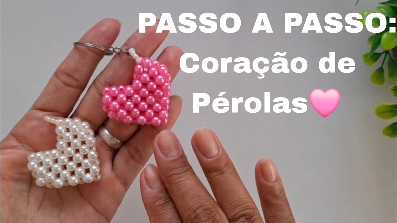 Coração Rosa❤️ Chaveiro de Pérolas FÁCIIIIL