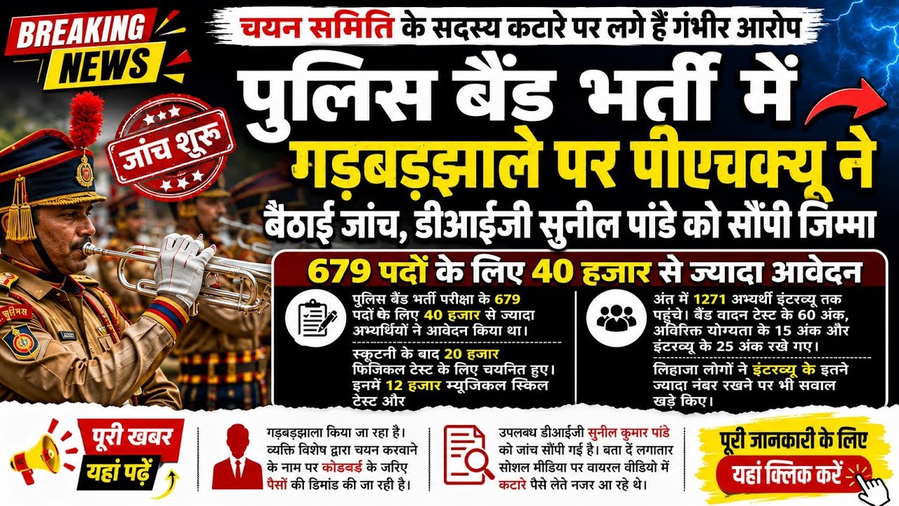  MP Police Band Bharti में बड़ा बवाल!  | DIG Sunil Pandey को सौंपी जांच | Latest News