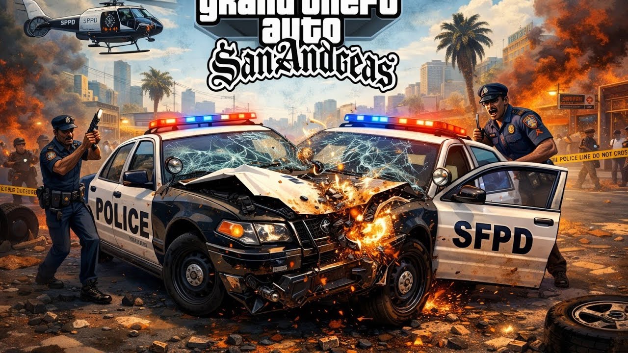 GTA San Andreas Speed Car police Crash Car 🚗