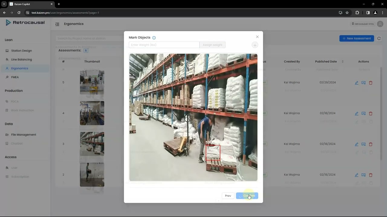 Kaizen Copilot Ergonomics Module: NIOSH Lifting Guidelines