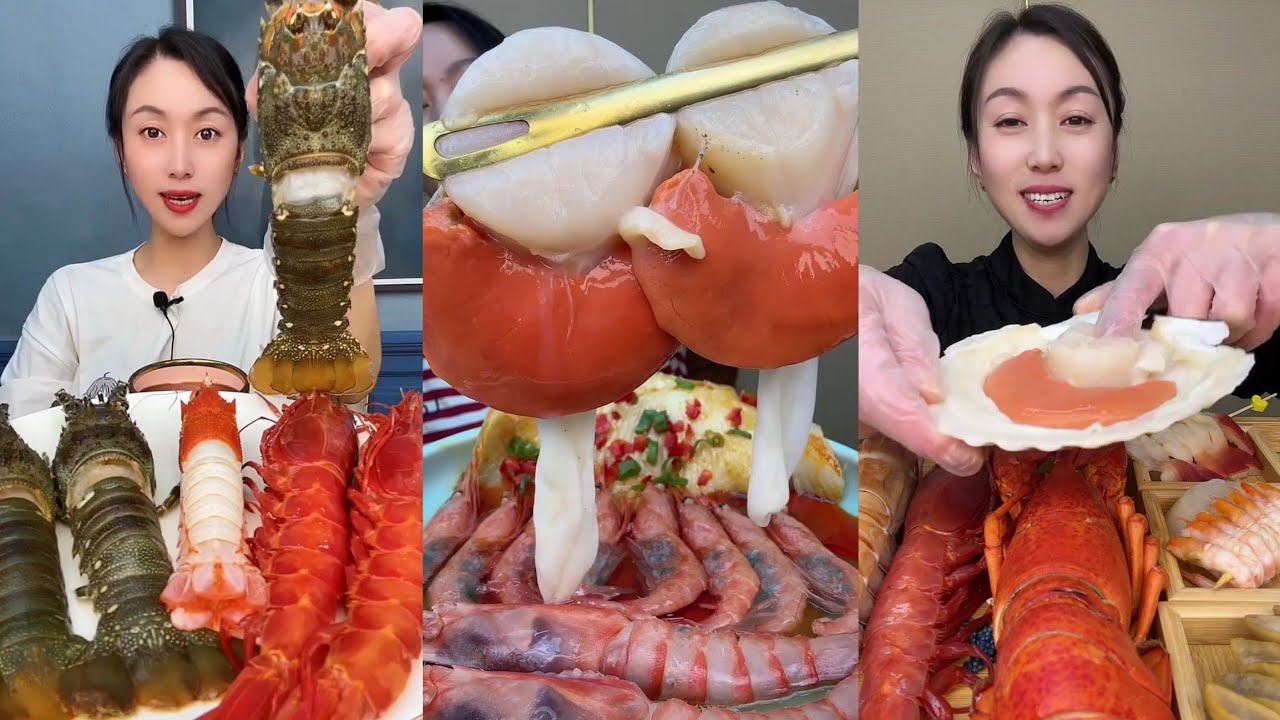 Yummy #571 Eat Lobster 🦞, Shrimp 🍤🦐, ..{ seafood 🦐 🦐 } #mukbang #seafood #delicious 