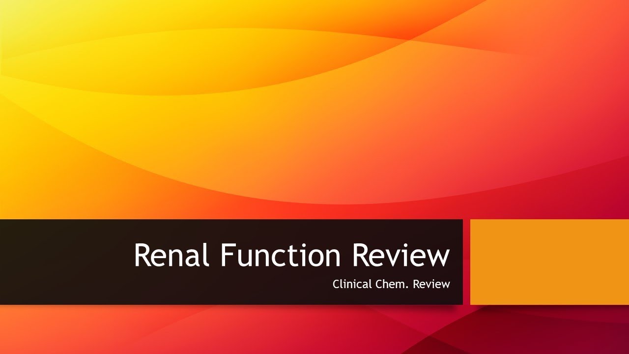 Renal Function Review - Clinical Chemistry