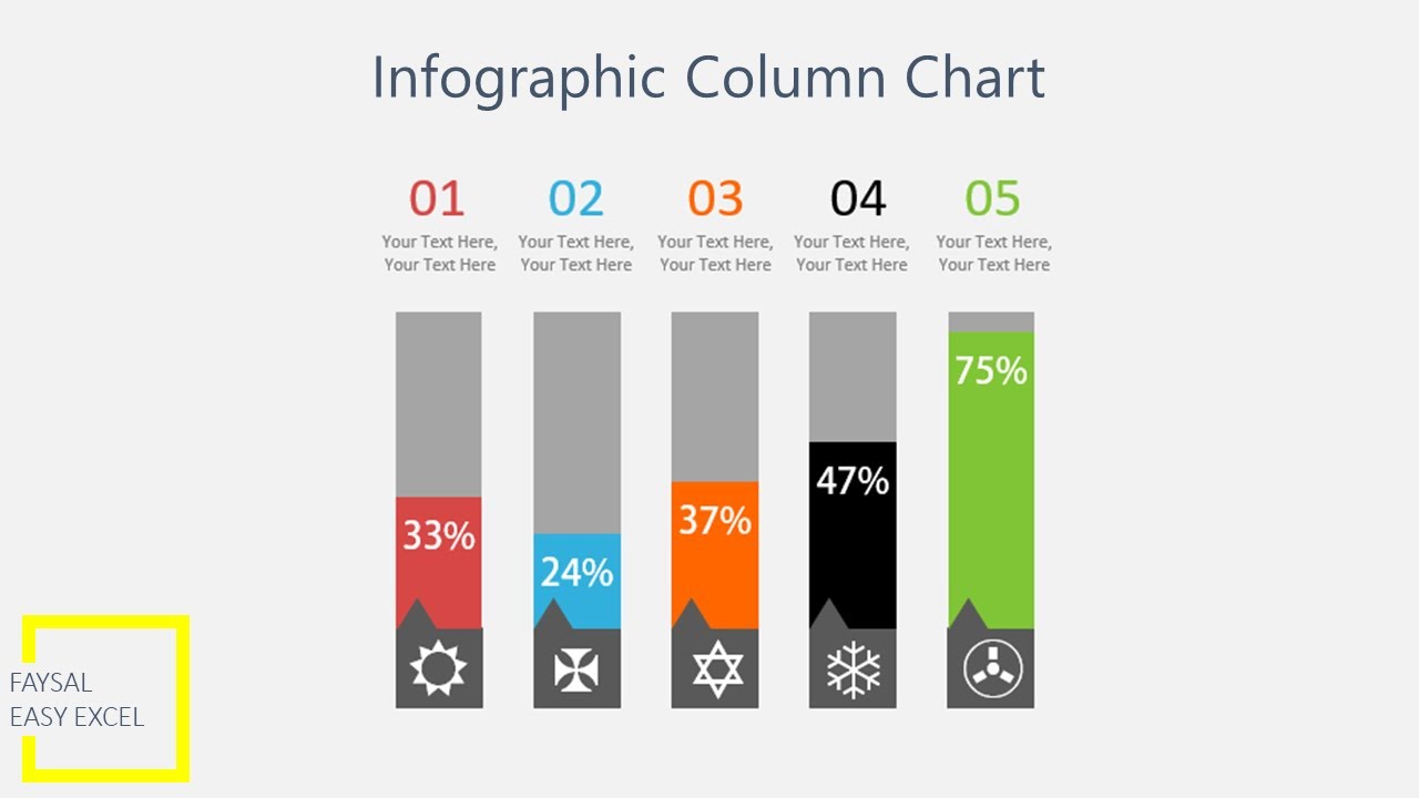 Infographic Column Chart in Excel 2016 | Excel Column Chart | Excel Chart Tutorial | Learn Excel
