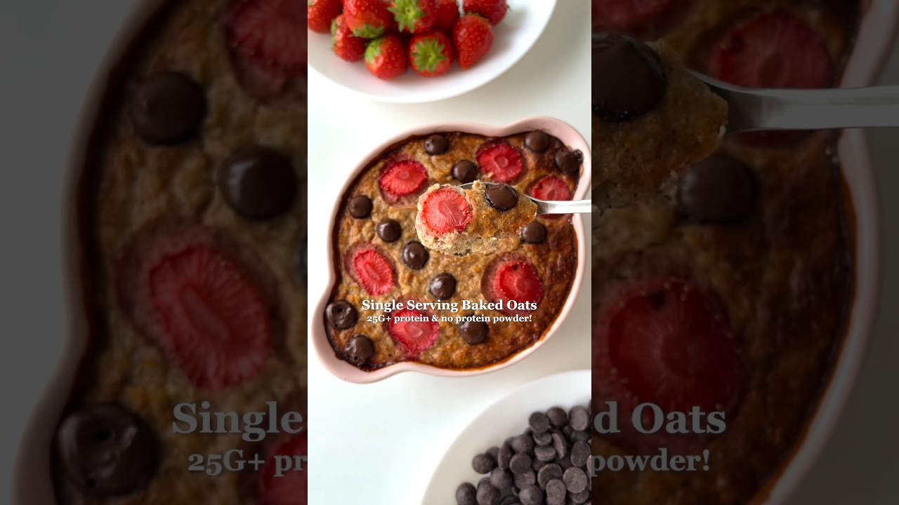 High-protein Baked Oats😋 25g+ protein & no protein powder! #healthybreakfast #breakfast