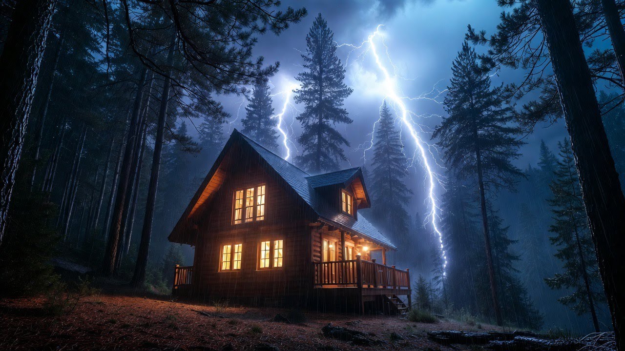 Cozy Woodland Cabin in Heavy Rain | Natural Stress Relief for Deep Rest Tonight AHD