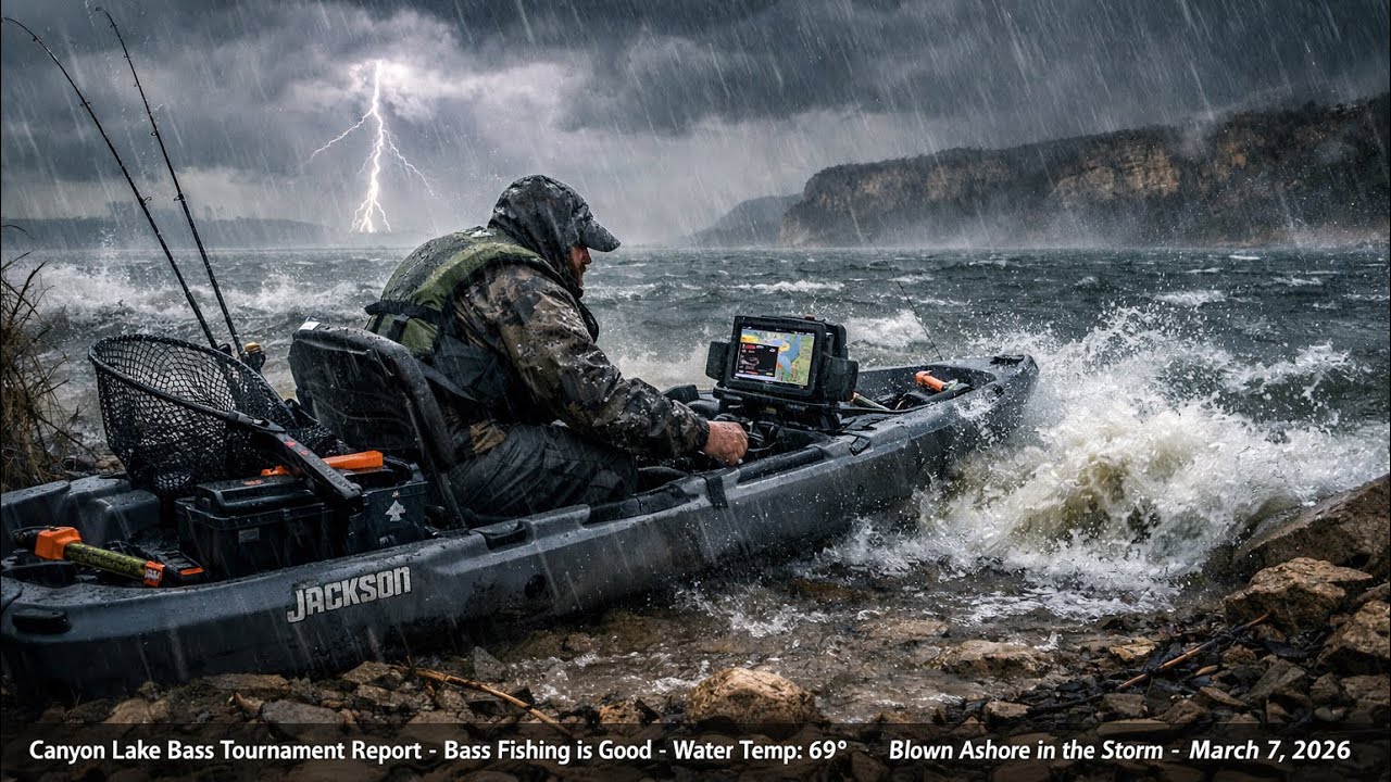 4K Kayak Bass Fishing Canyon Lake | Storm Blows Me to Shore | Garmin EchoMap UHD2 | March 7, 2026 🌩️