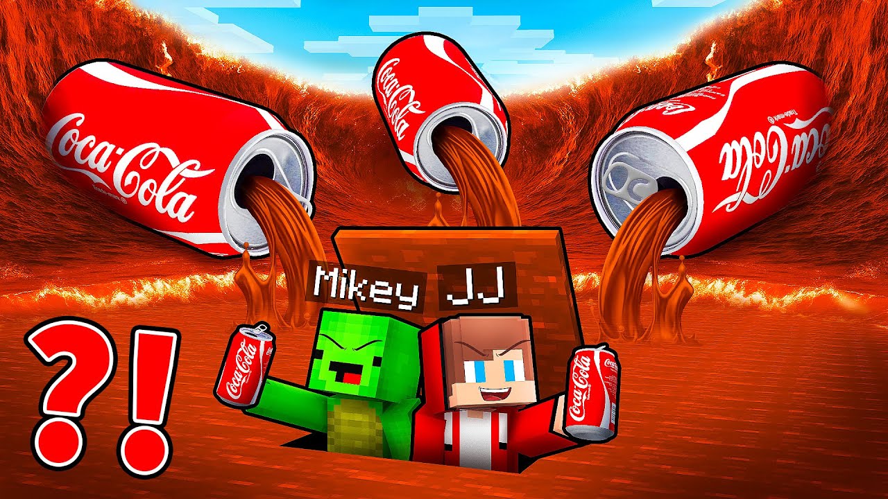 JJ and Mikey Build a SECRET BASE Inside a COCA COLA TSUNAMI in Minecraft - Maizen