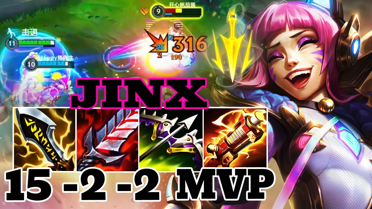 WILD RIFT JINX ADC GAMEPLAY | 15 -2 -2 MVP | JINX BUILD RUNES