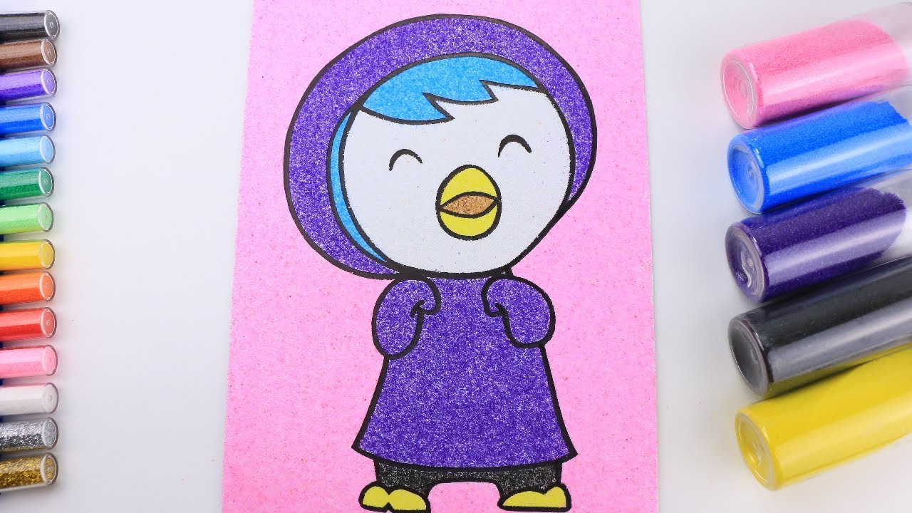 sand coloring art & drawingㅣ패티 뽀로로 친구 그리기 색모래 색칠하기 l petty drawing and painting ㅣ 귀여운 캐릭터 그리기 색칠공부