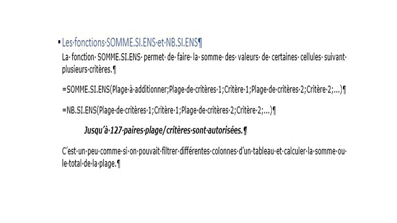 Les fonctions SOMME.SI.ENS et NB.SI.ENS - EXCEL Analyse des données