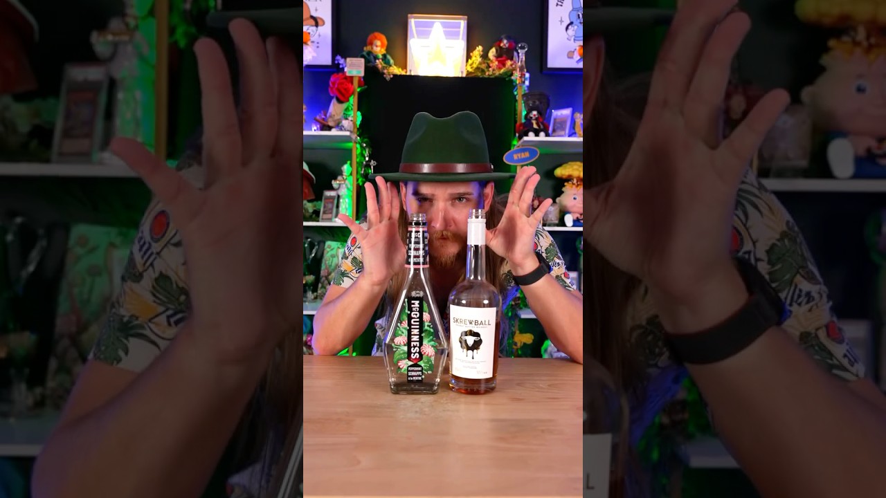 I put Skrewball Peanut Butter Whiskey and Peppermint Schnapps into a shot