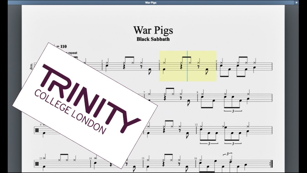 War Pigs Trinity Grade 8 Drums