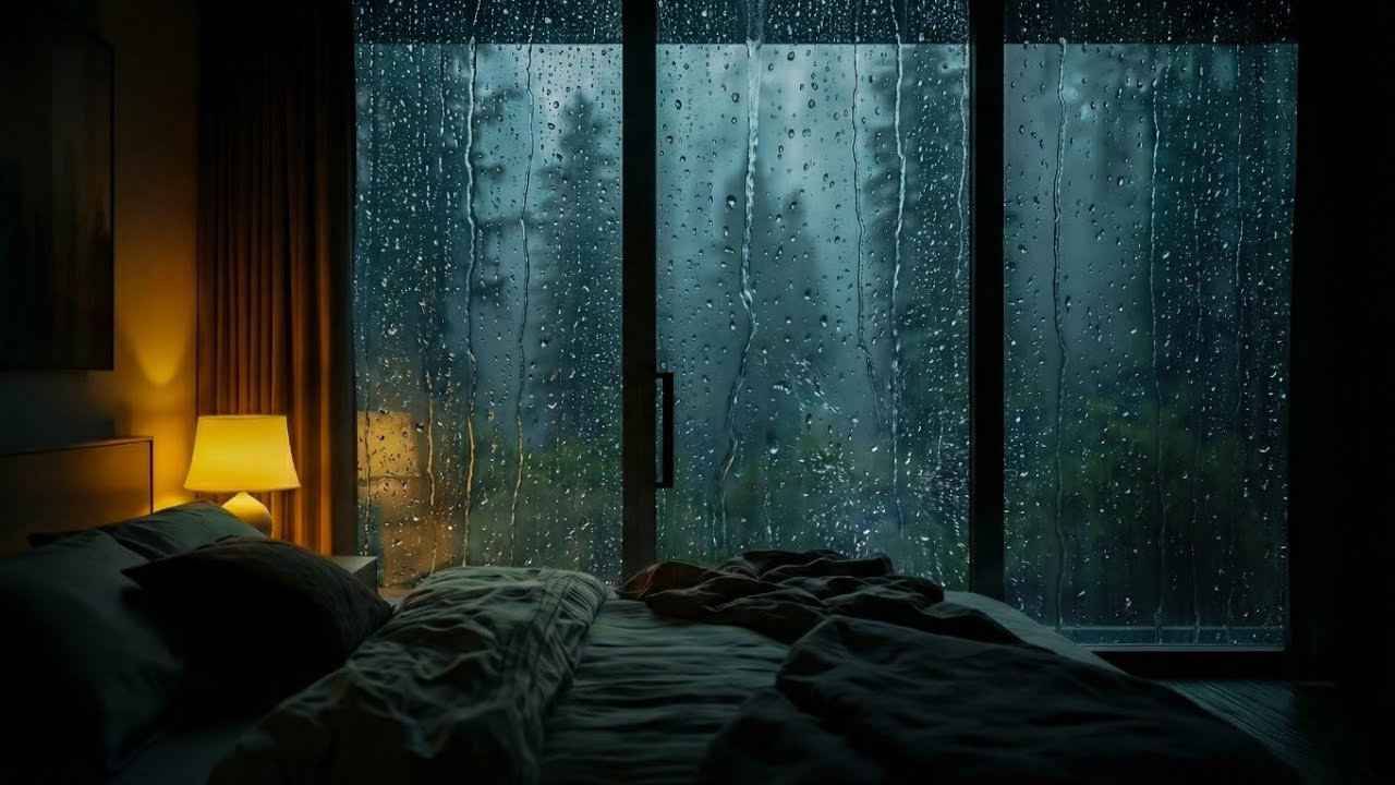 Heavy Rain on Window (No Ads) 5 Hours Deep Sleep Rain Sounds