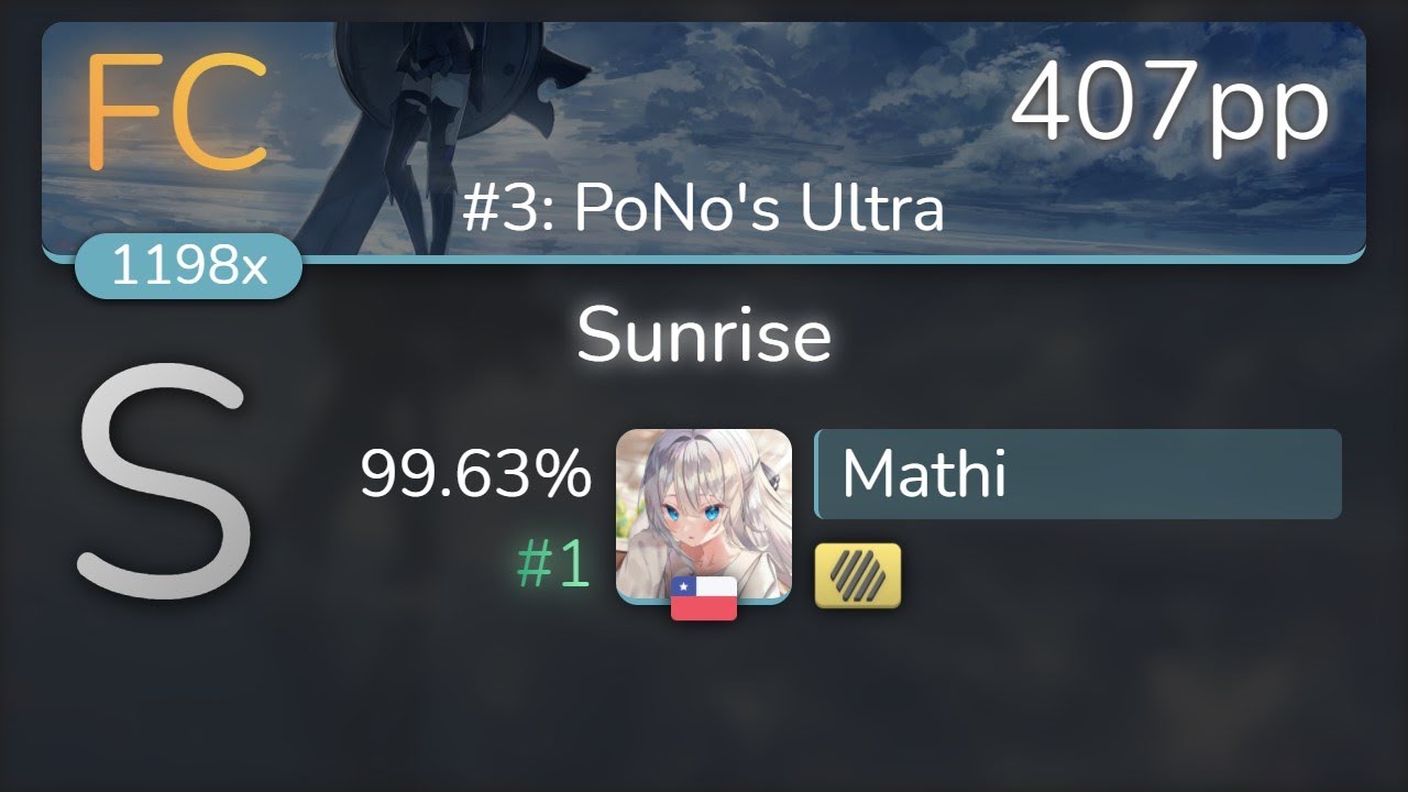 Mathi | Thaehan - Sunrise [#3: PoNo's Ultra] +HD 99.63% {#1 407pp FC} - osu!