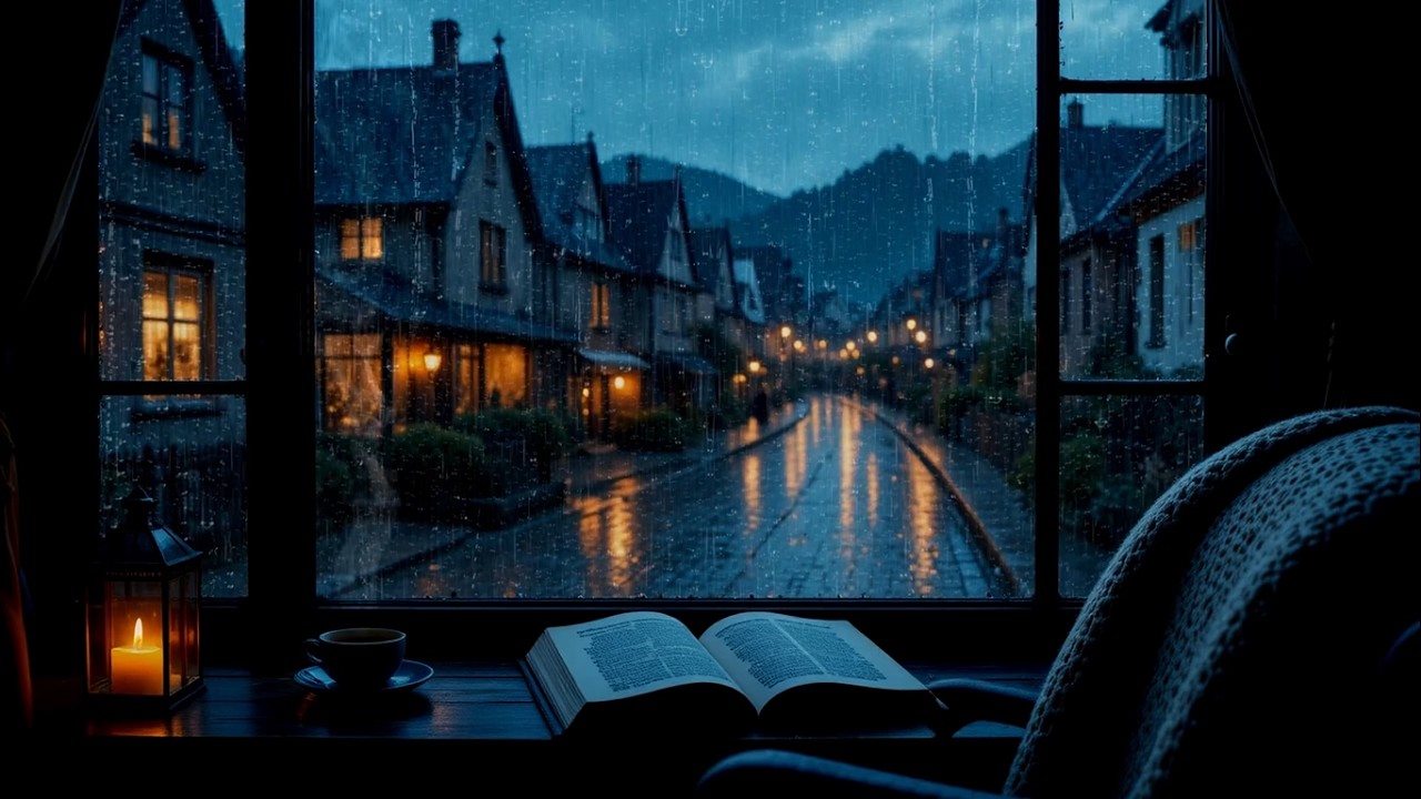 Quiet Rainy Town at Night 🌧️ | Cozy Window Ambience for Reading, Study & Relaxation