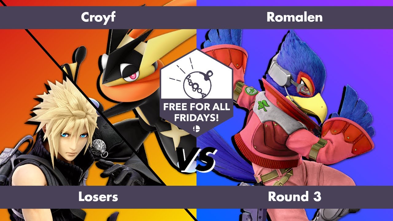 Free for All Fridays 78 Losers Round 3: Croyf (Cloud, Greninja) vs Romalen (Falco)