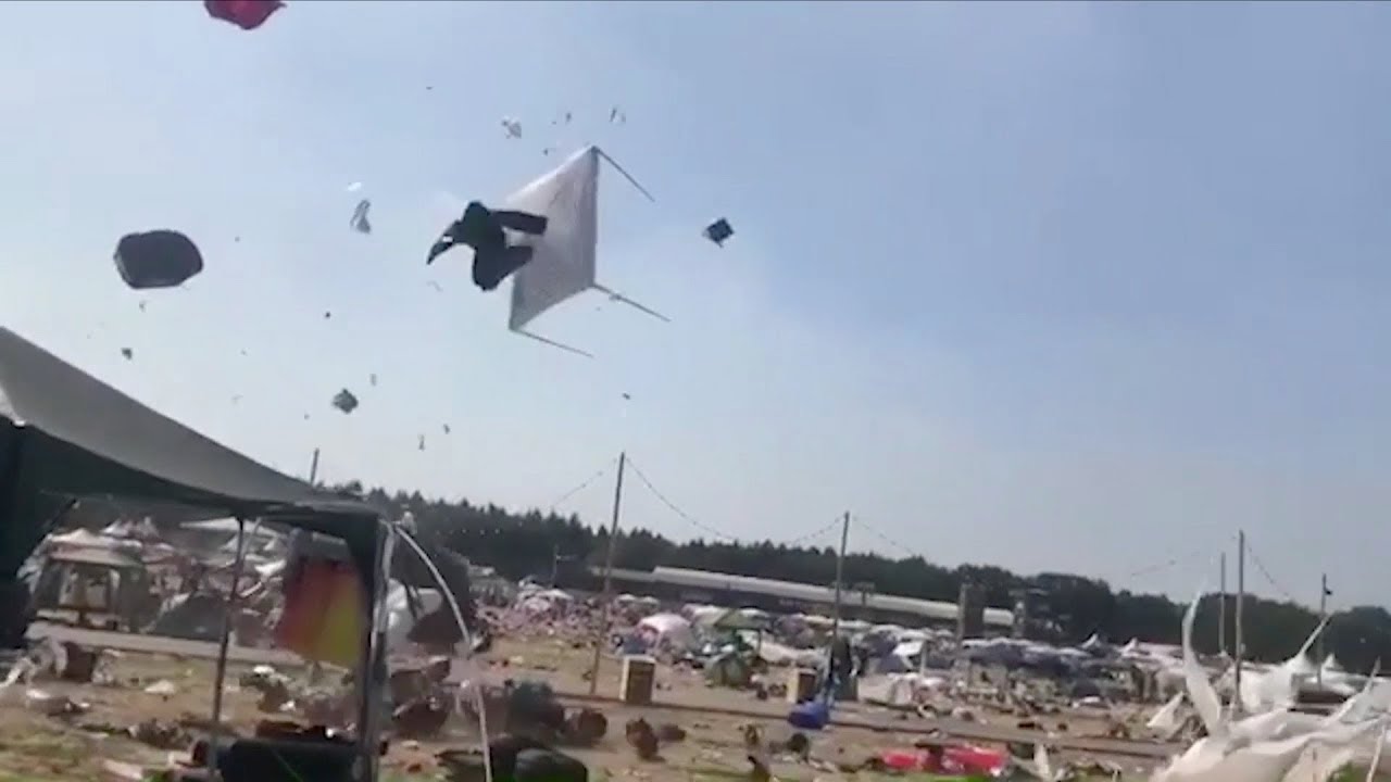 Germany: Tornado blows away tents at festival