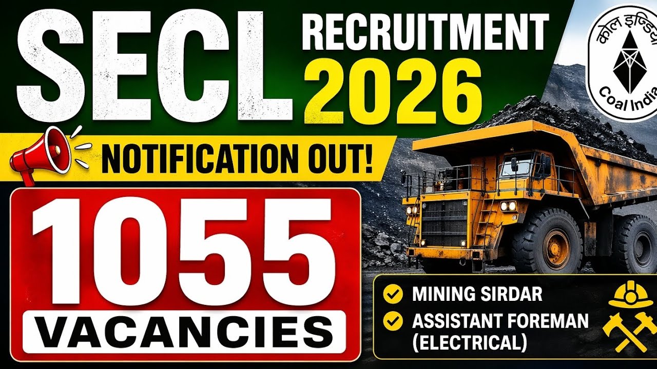 SECL Recruitment 2026 | 1055 Vacancy Out 🔥 Mining Sirdar & Foreman | Apply Now