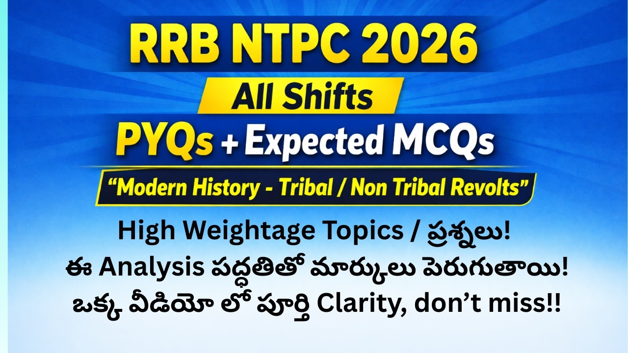 RRB NTPC 2026|All Shifts PYQs + Expected MCQs|Modern History Tribal & Non-Tribal Revolts #rrb2026