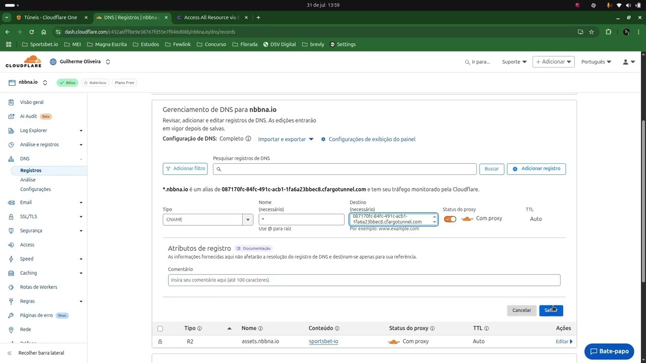 Coolify local + Cloudflare Tunnels - Export serviço para Internet