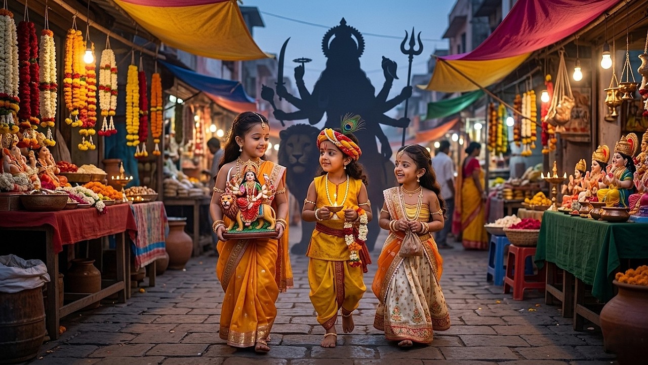 नवरात्रि के पहले दिन कान्हा और राधा के साथ उनके घर चलके आई मां दुर्गा | Yashomati Maiyaa Ke Nandlala