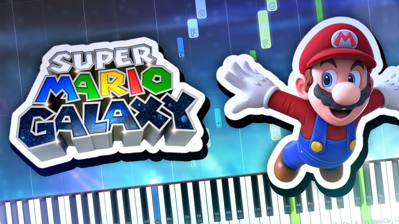 Super Mario Galaxy - Stardust Road/Space Junk Galaxy Theme Piano Tutorial Synthesia