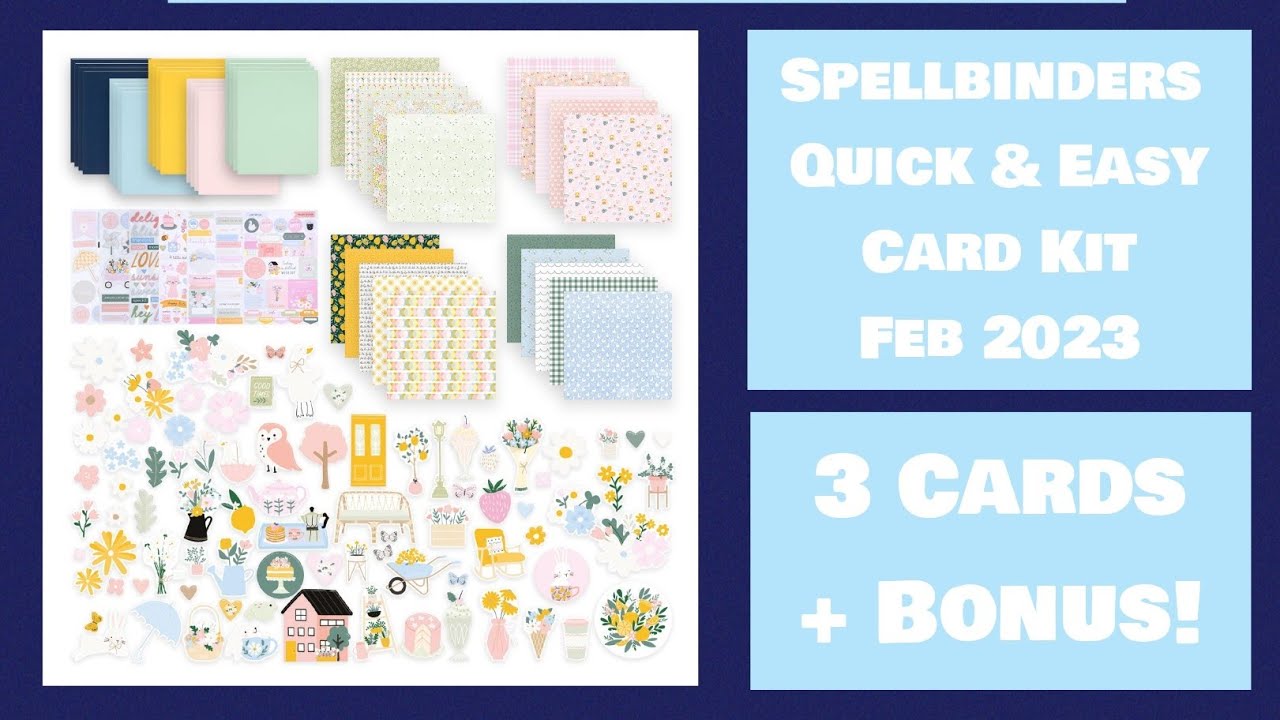 Spellbinders Card Kit of the Month February 2023 : Kit Contents, 3 Card Projects + Bonus!