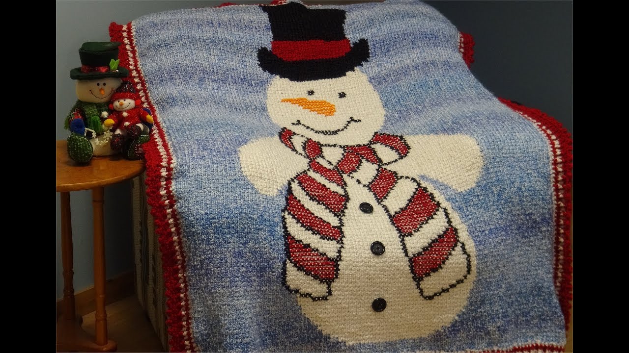 New Pattern Release  Holiday Snowman Afghan  - LION BRAND HOMESPUN YARN