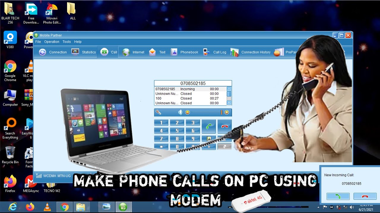 How to make Phone calls on Pc using a USB Modem