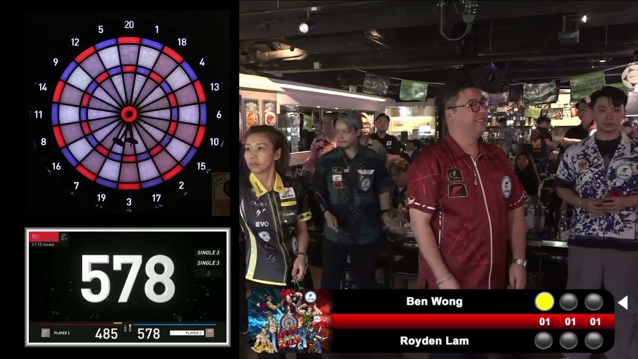 LALA Tour Stage 2 Ben Wong Vs Royden Lam 小組決賽 #lalabar  #lalatour  #dartslive  #phoenix 