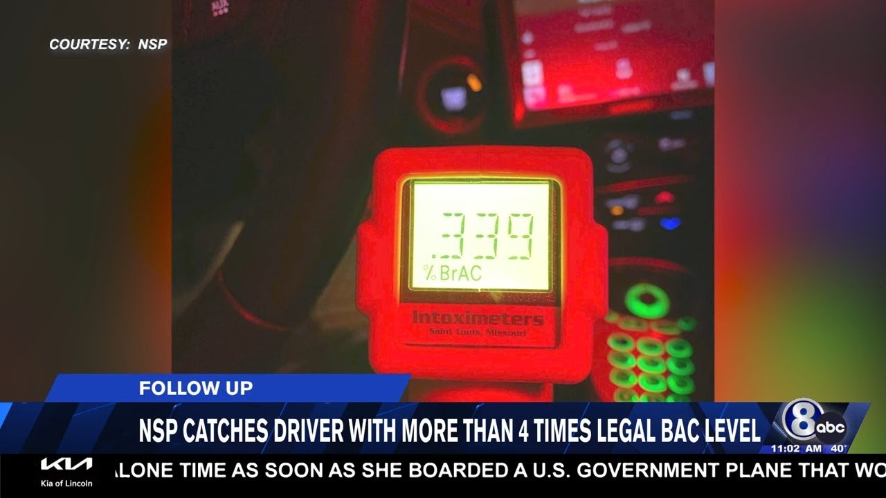 Nebraska driver blows 4 times the legal limit weekend in DUI stop