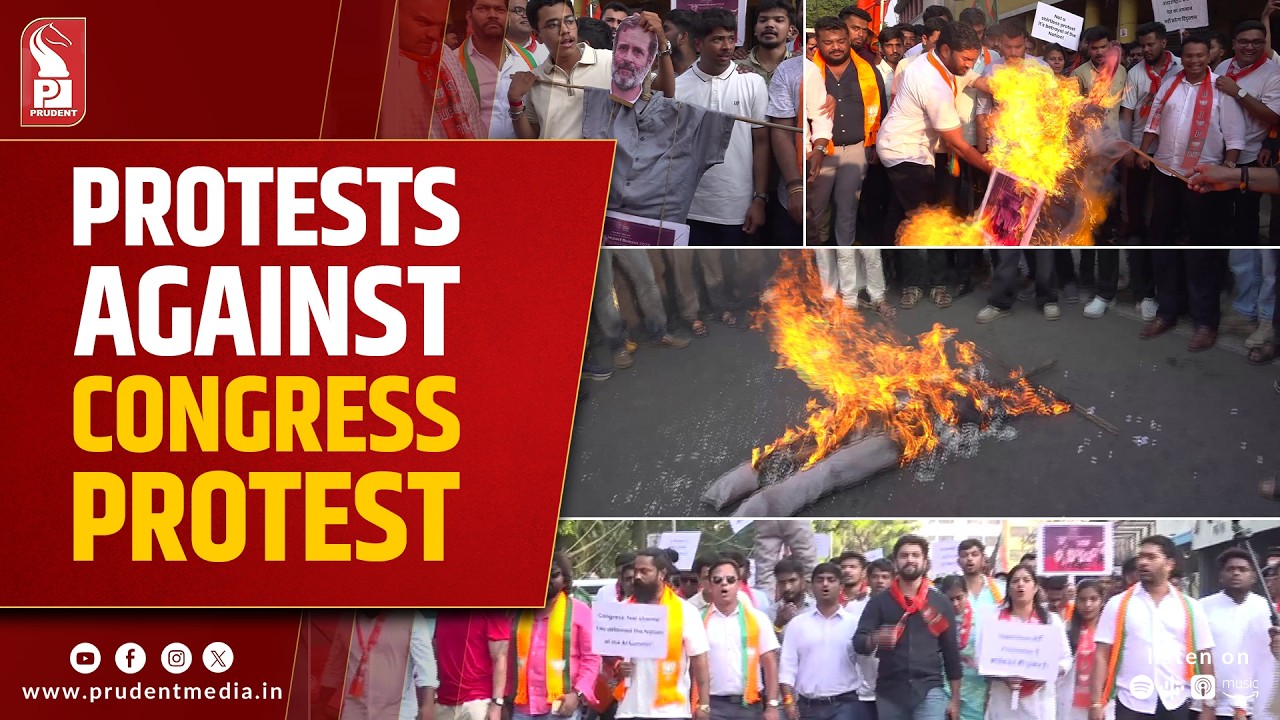 BJP holds demonstration outside Congress office against ‘shirtless’ protest at AI summit