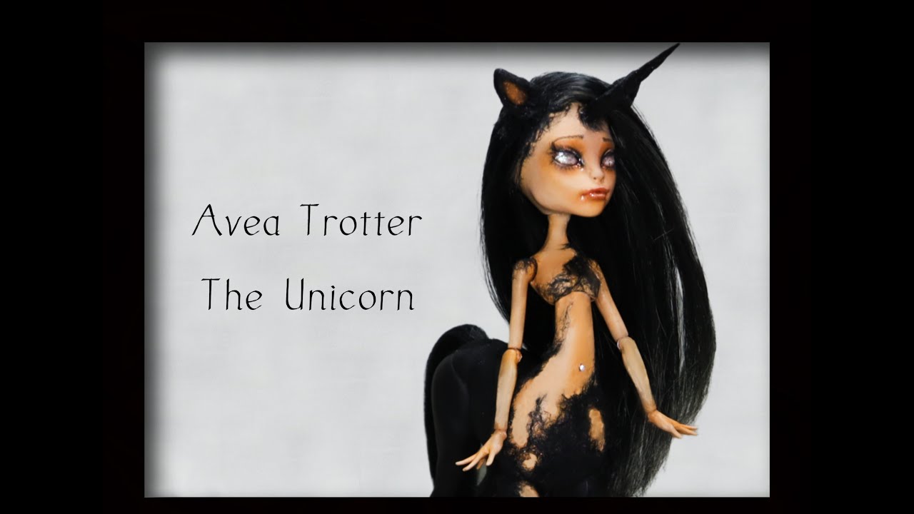 Avea Trotter Monster High doll repaint / The black unicorn / Ooak doll repaint / Mythical creatures