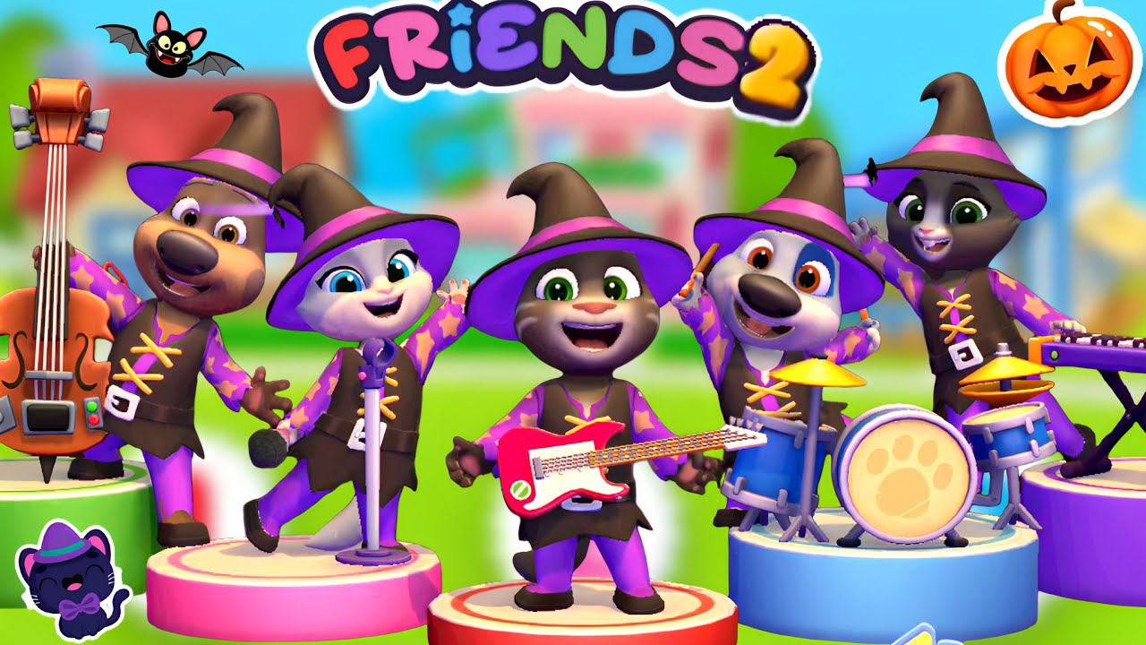 Rock Stars in My Talking Tom Friends 2 Halloween update Witch Costume unlocked Gameplay Android ios