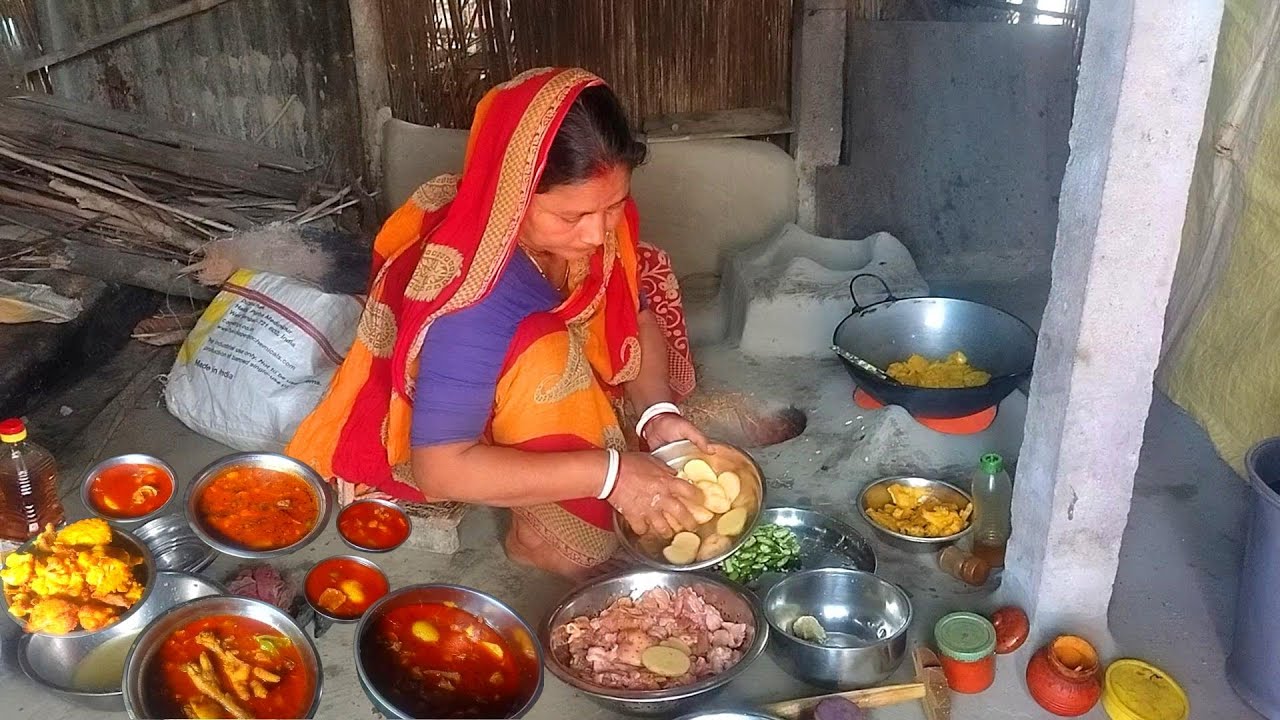 আজকে  খেতের  টাটকা  ফুলকপি দিয়ে মুচমুচে পাকোরা  বানালাম//ছাল সহ 😁💕সেই  স্বাদের  মাংস রান্না করলাম