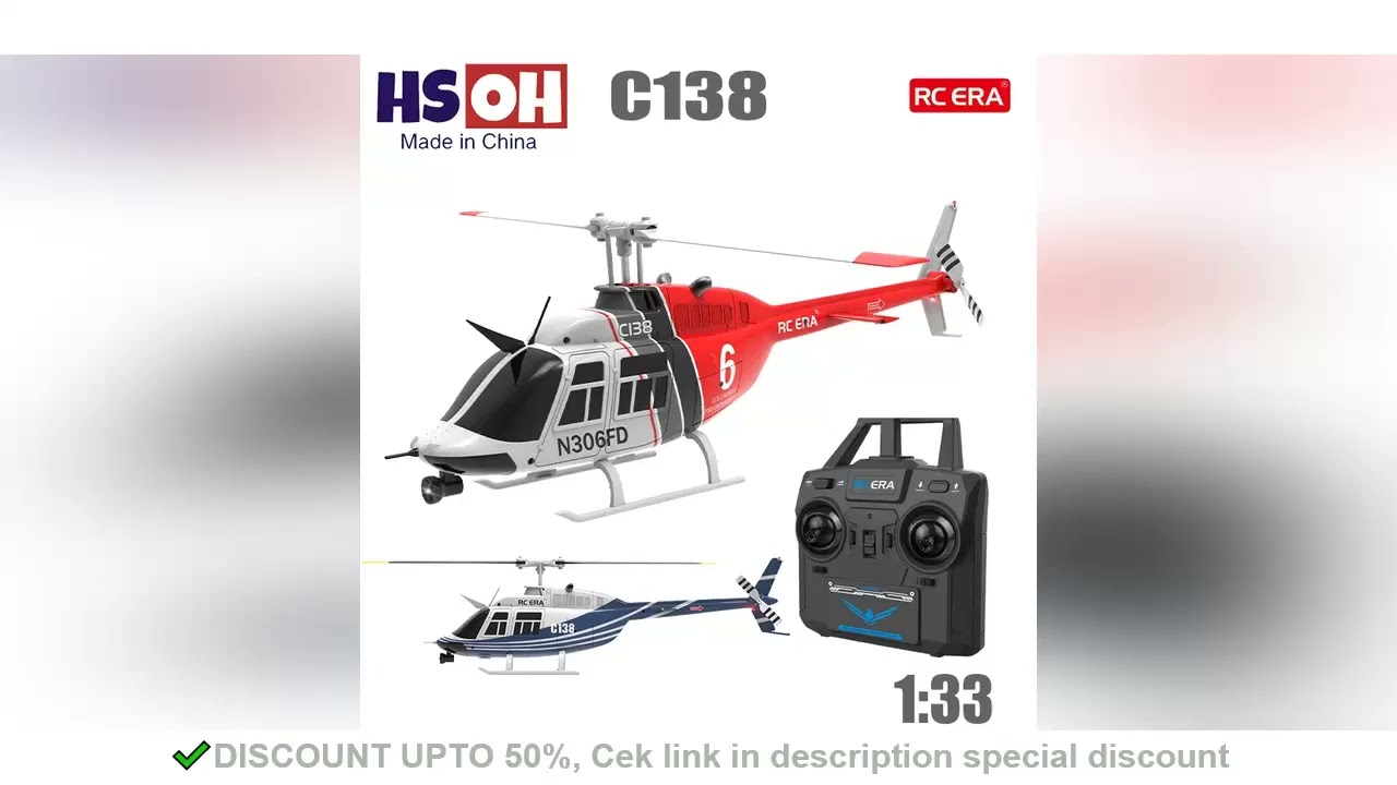 RC ERA C138 BELL 206 RC Helicopter Jet Ranger 6-axis Gyro Stabilized Altitude Hold 4 Channel RTF