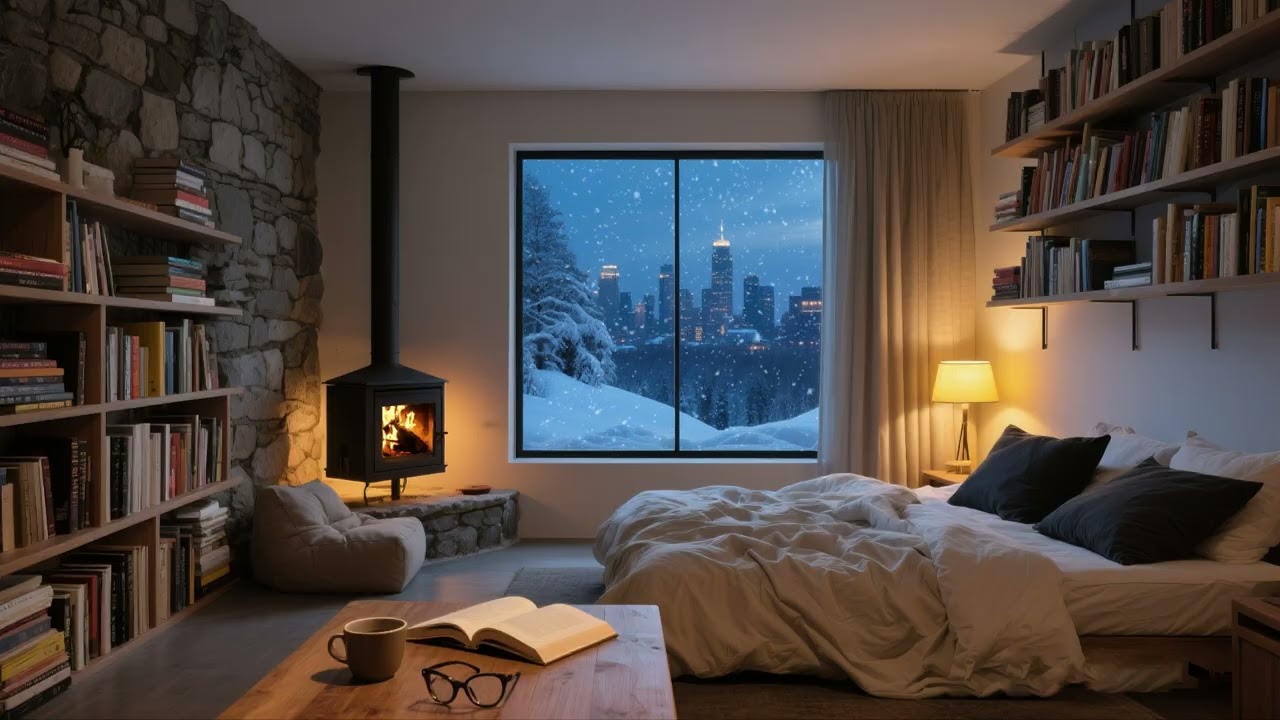 A cozy winter cabin | The fireplace crackles, an immersive ASMR experience | lulls you to sleep