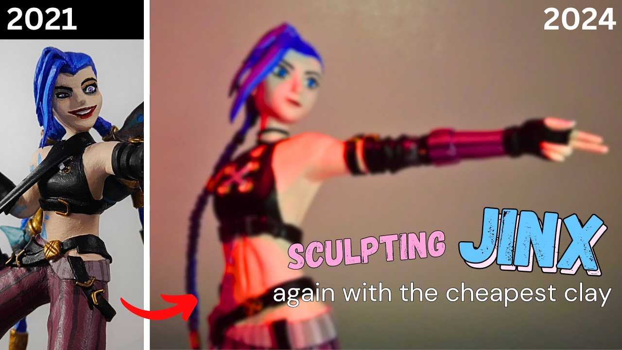 Sculpting JINX with the cheapest clay I can find. | Arcane | League of Legends