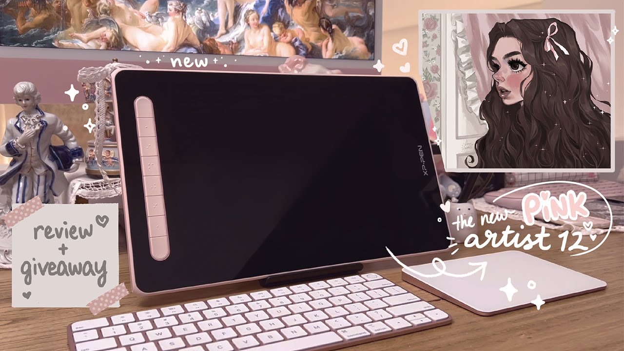 chill unboxing of Pink XP-PEN Artist 12 tablet 🌷 [ giveaway ] + review