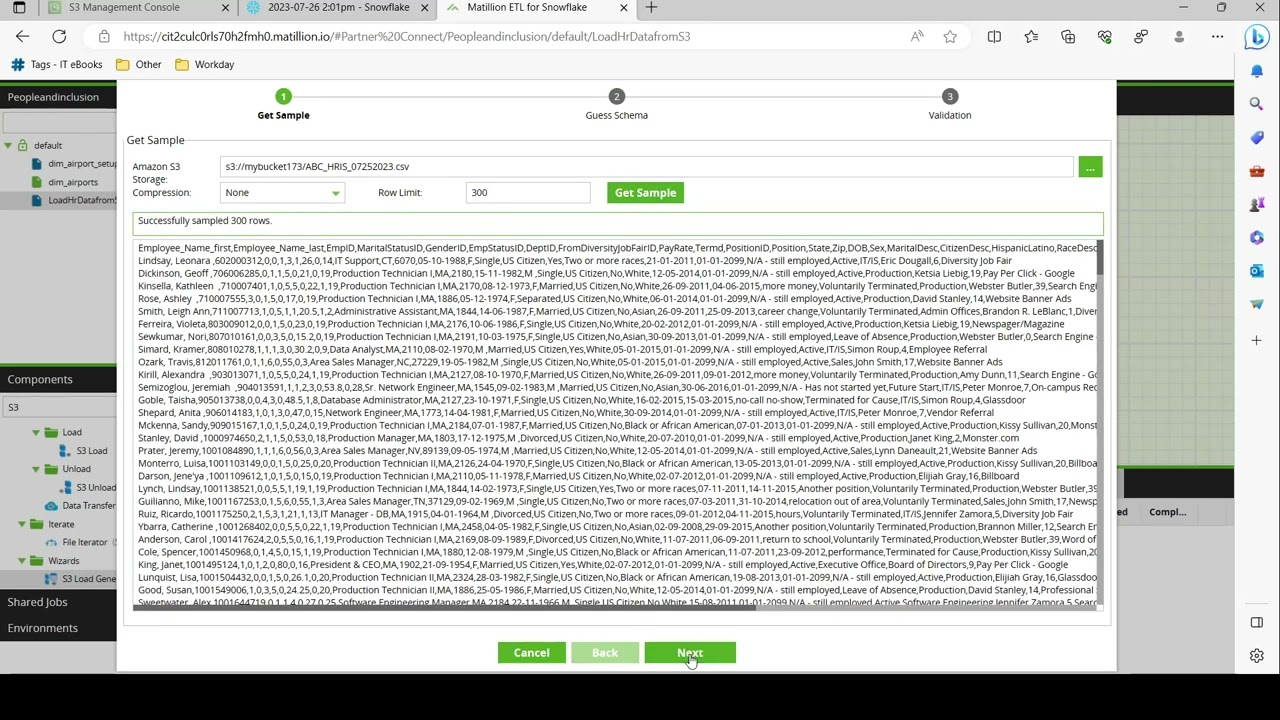 2. How to load data from s3 to Snowflake using matillion