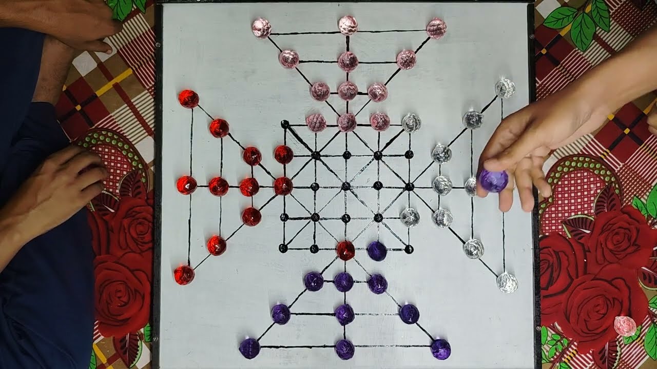 Classic Board Games (Bead 12) - White Vs Pink Vs Red Vs Violet #GAME44