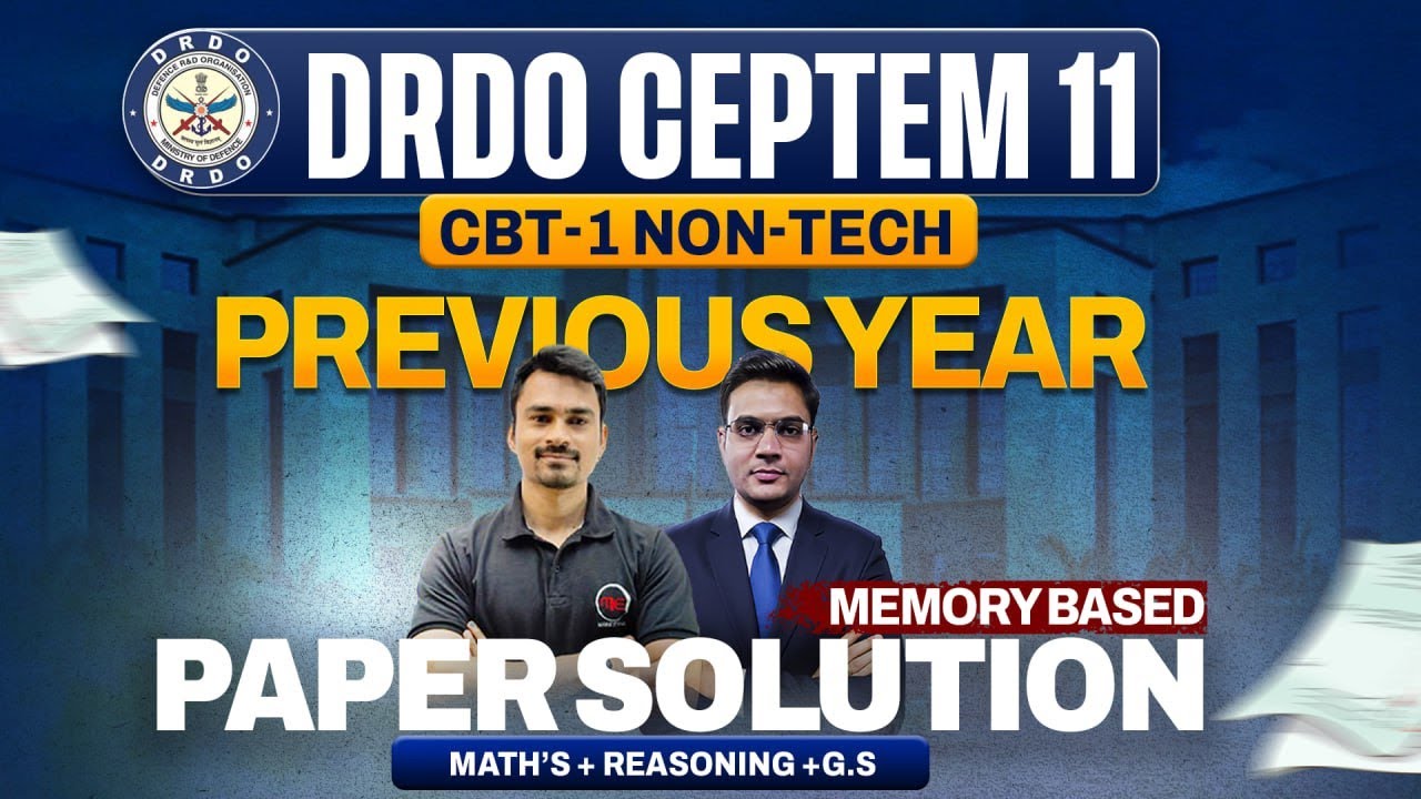 DRDO CEPTAM 11 Memory Based Paper | Full Solution CBT-1 Non-Tech (Maths + Reasoning + GS)