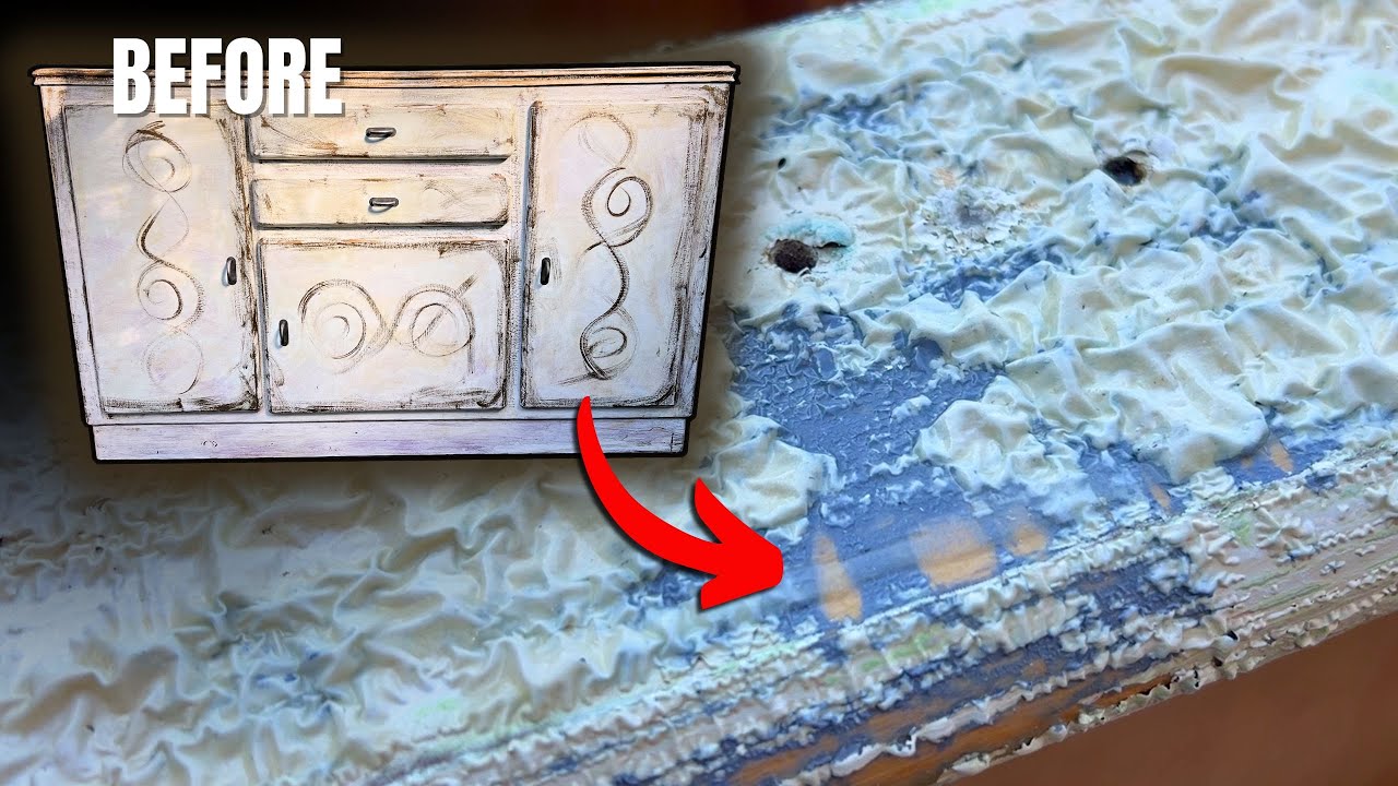 The MOST paint I've ever removed from a piece of furniture I ASMR furniture restoration video new