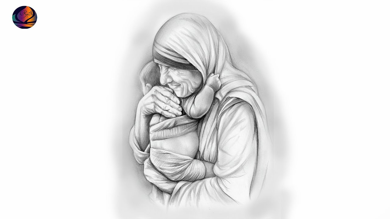 Sketching Mother Teresa, mother of the poor ! How to draw Mother Teresa step by step