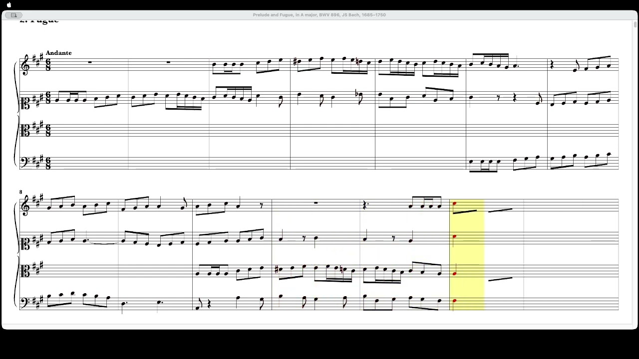 Prelude and Fugue in A major, BWV 896