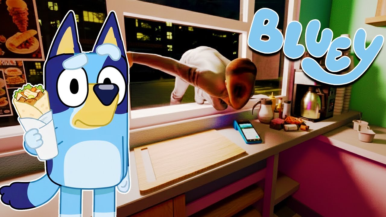 BLUEY pero NUNCA TRABAJES en el TURNO DE NOCHE en SCARY SHAWARMA | Las Aventuras de BLUEY en ROBLOX!