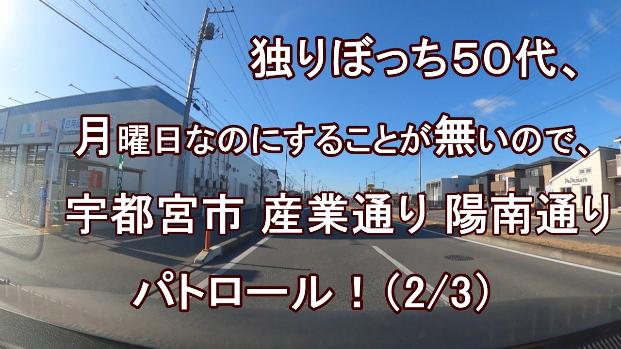 独りぼっち５０代、月曜日なのにすることが無いので、宇都宮市 産業通り 陽南通り パトロール！？（2/3）